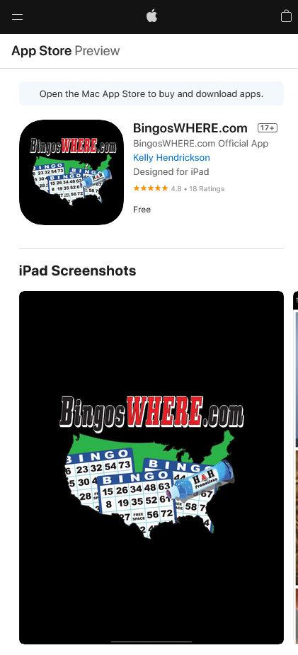 BingosWhere App is available on Apple App Store & Google Play
