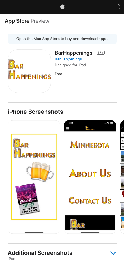 Bar Happenings App is available on Apple App Store & Google Play